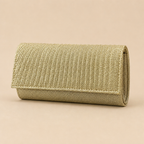 Coralie | Womens Clutch Bag Pleated Evening Party Crossbody Bag, Gold 2