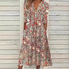 Coraline | Womens V Neck Printed Vacation Dress with Pockets - 1