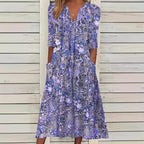 Coraline | Womens V Neck Printed Vacation Dress with Pockets - 2