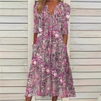 Coraline | Womens V Neck Printed Vacation Dress with Pockets - 3