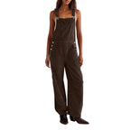 Coretta | Womens Corduroy Dungarees - Brown
