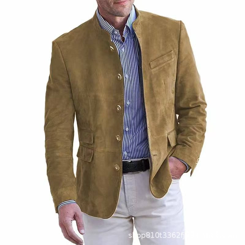 Cormac | Mens Suede Suit Jacket Casual Mid Length Outerwear - 6