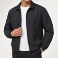 Corwin | Mens Striped Lightweight Stand Collar Zip Up Track Jacket, Black