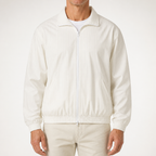 Corwin | Mens Striped Lightweight Stand Collar Zip Up Track Jacket, White