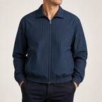 Corwin | Mens Striped Lightweight Stand Collar Zip Up Track Jacket, Blue