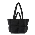 Cosette | Womens Quilted Padded Shoulder Tote Bag - Black