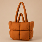 Cosette | Womens Quilted Padded Shoulder Tote Handbag Bag, Brown