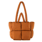 Cosette | Womens Quilted Padded Shoulder Tote Bag - Brown
