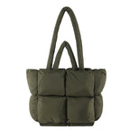 Cosette | Womens Quilted Padded Shoulder Tote Bag - Green