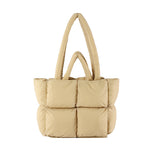 Cosette | Womens Quilted Padded Shoulder Tote Bag - Khaki