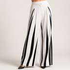 Cosima | Womens Wide Leg Trousers High Waisted Striped Dress Palazzo Pants, Black
