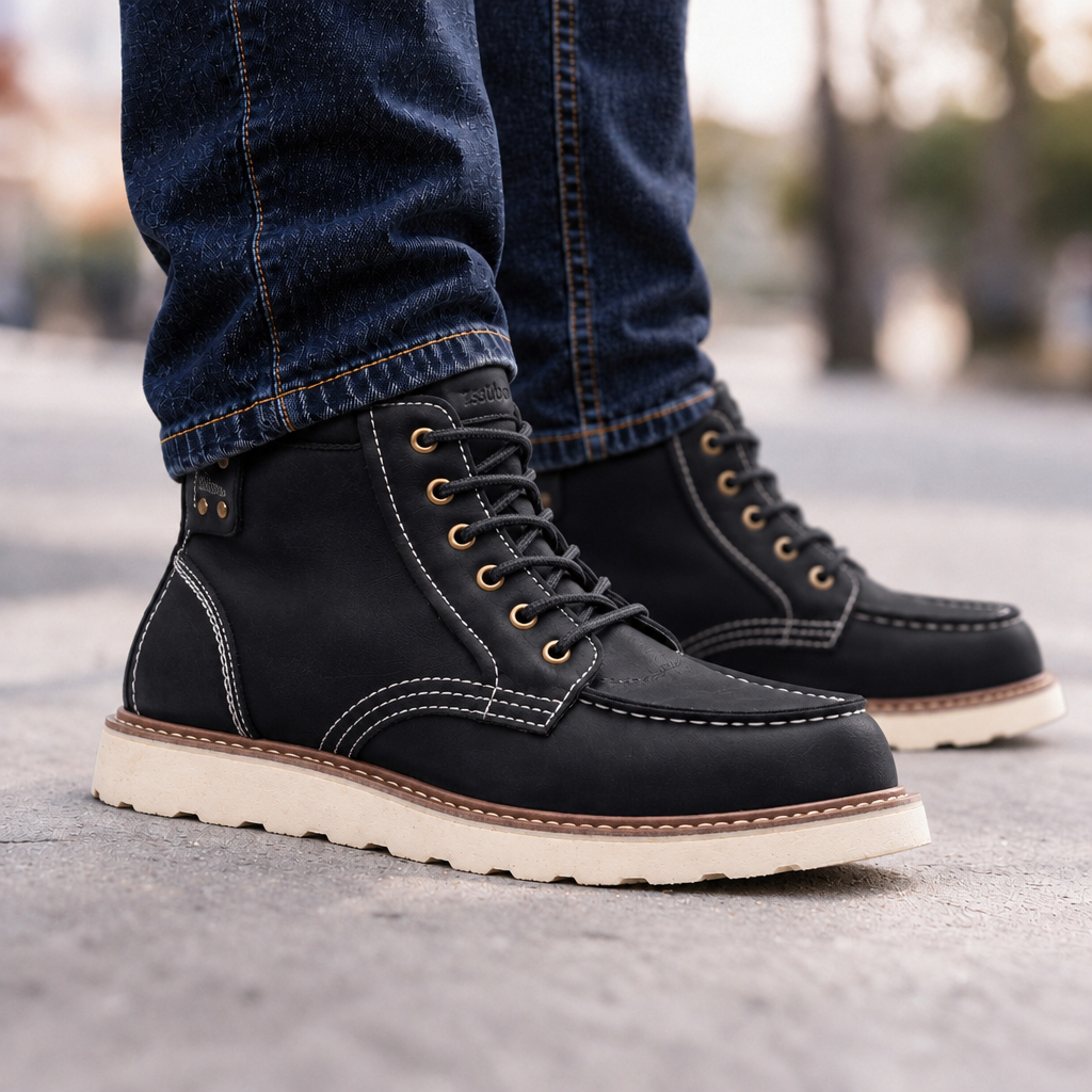 Craig | Mens Fleece Lined Work Boots Warm Retro Winter Footwear