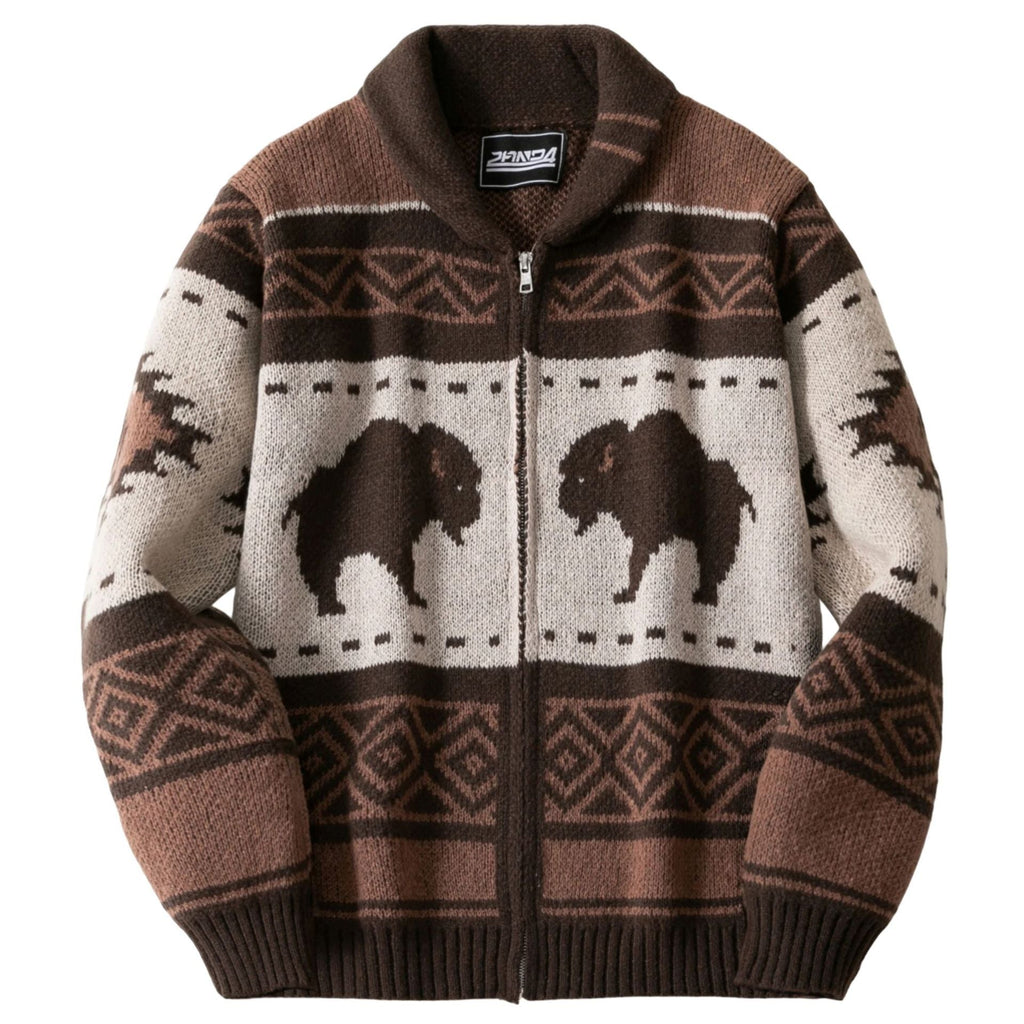 Cullen | Mens Jacquard Knit Button Up Cardigan Sweater