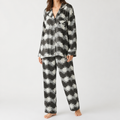 Cynthia | Womens Cotton Long Sleeve Loungewear Pajama Set, Black Check