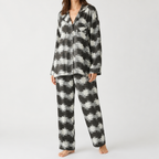 Cynthia | Womens Cotton Long Sleeve Loungewear Pajama Set, Black Check