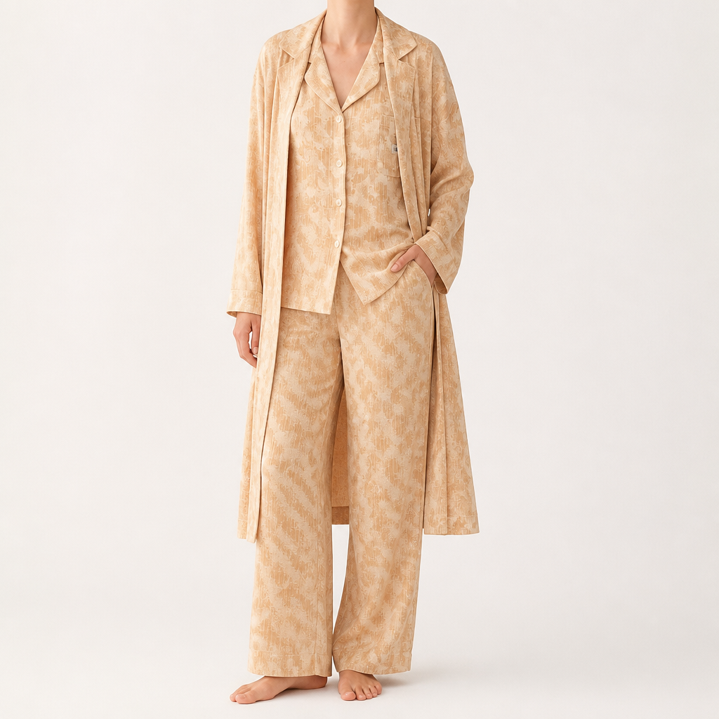 Cynthia | Womens Cotton Long Sleeve Loungewear Pajama Set, Cream