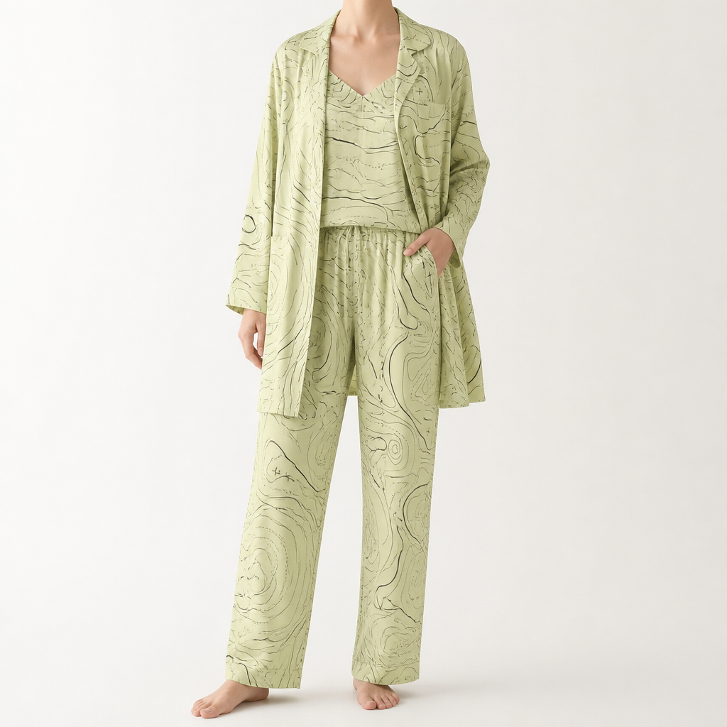 Cynthia | Womens Cotton Long Sleeve Loungewear Pajama Set, Pistachio