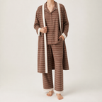 Cynthia | Womens Cotton Long Sleeve Loungewear Pajama Set, Chestnut Brown