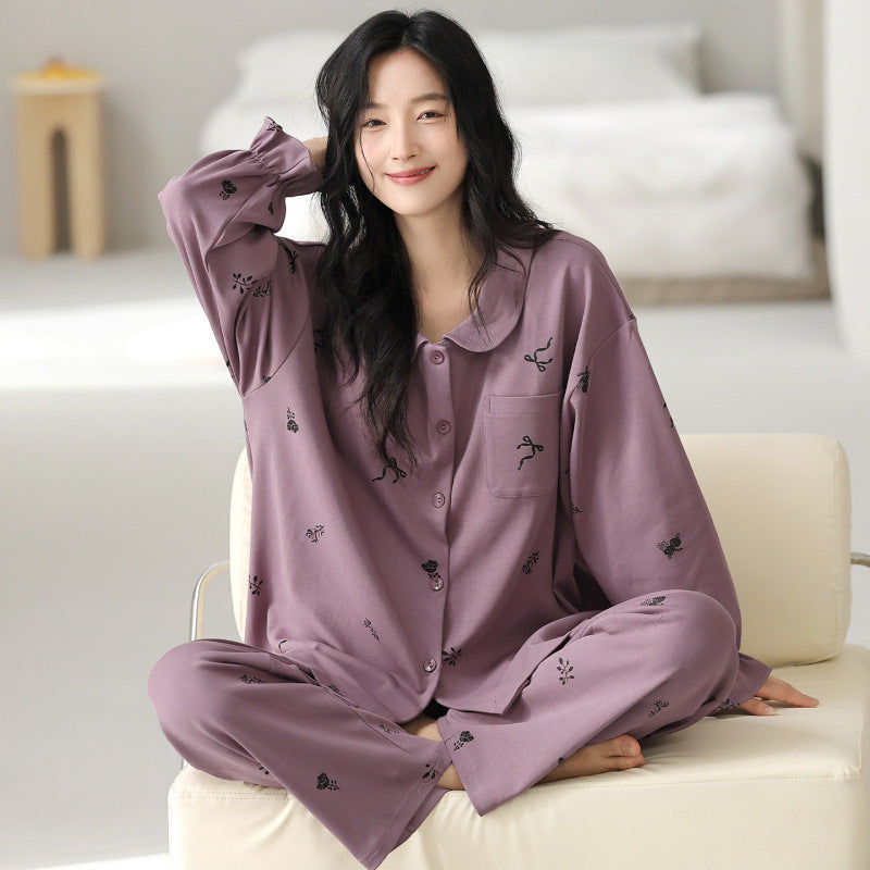 Cynthia | Womens Cotton Long Sleeve Loungewear Pajama Set