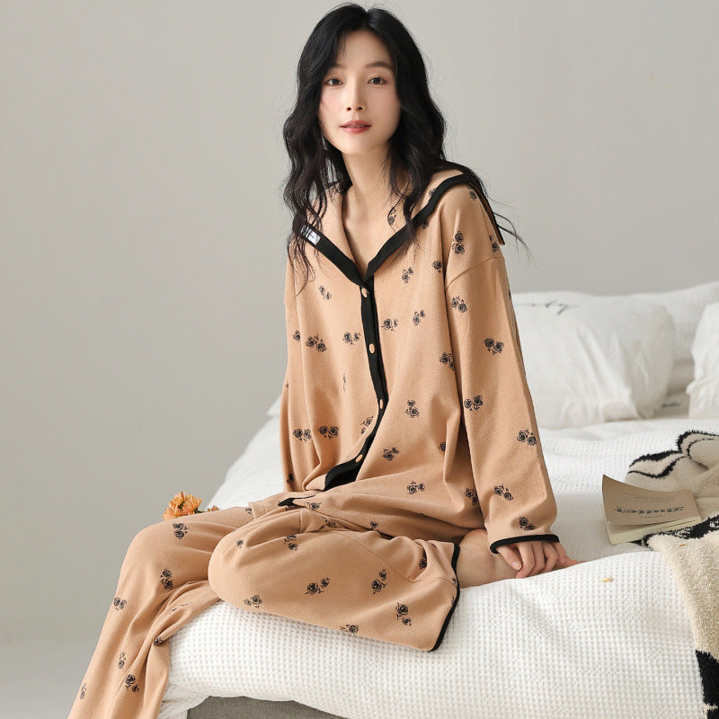 Cynthia | Womens Cotton Long Sleeve Loungewear Pajama Set