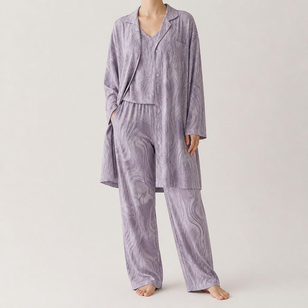 Cynthia | Womens Cotton Long Sleeve Loungewear Pajama Set, Mauve