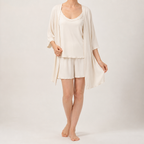 Daisy | Womens Short Sleeve Summer Shorts Pajama Set, Beige