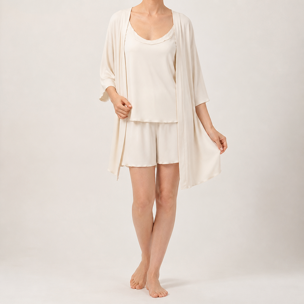 Daisy | Womens Short Sleeve Summer Shorts Pajama Set, Beige