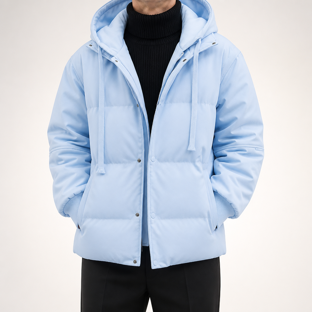 Dan | Mens Puffer Jacket Hooded Winter Padded Warm Workwear Coat, Blue