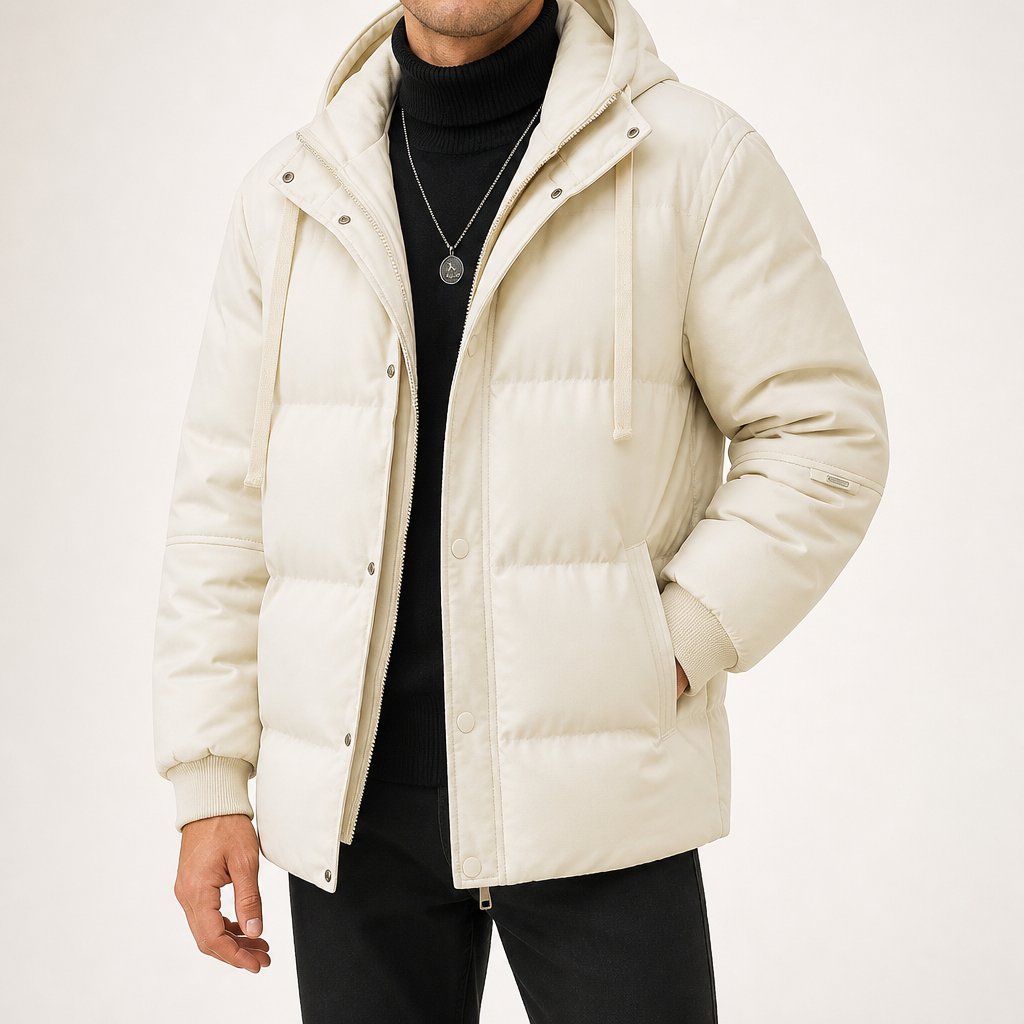 Dan | Mens Puffer Jacket Hooded Winter Padded Warm Workwear Coat, Design 2