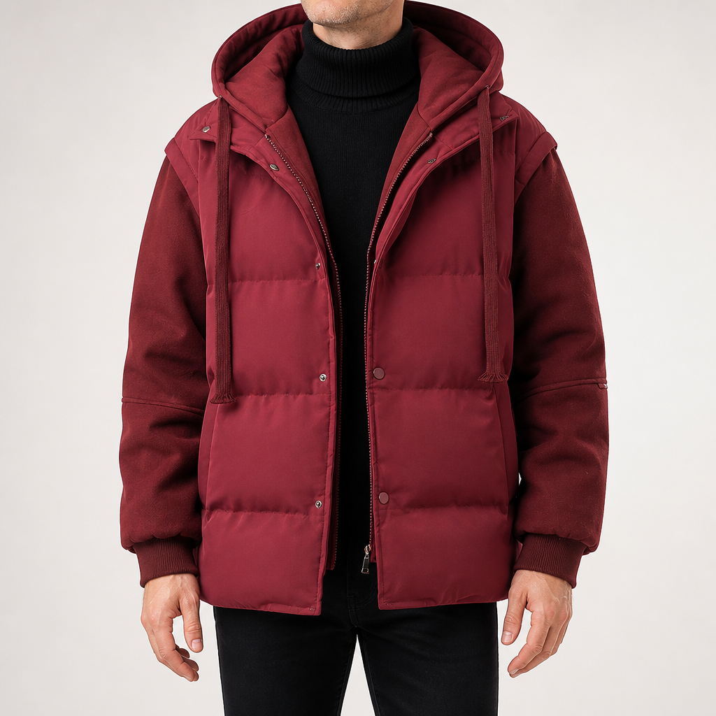 Dan | Mens Puffer Jacket Hooded Winter Padded Warm Workwear Coat, Design 1