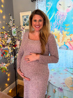 Danielle | Womens Maternity Ribbed Knit Long Sleeve Sweater Dress