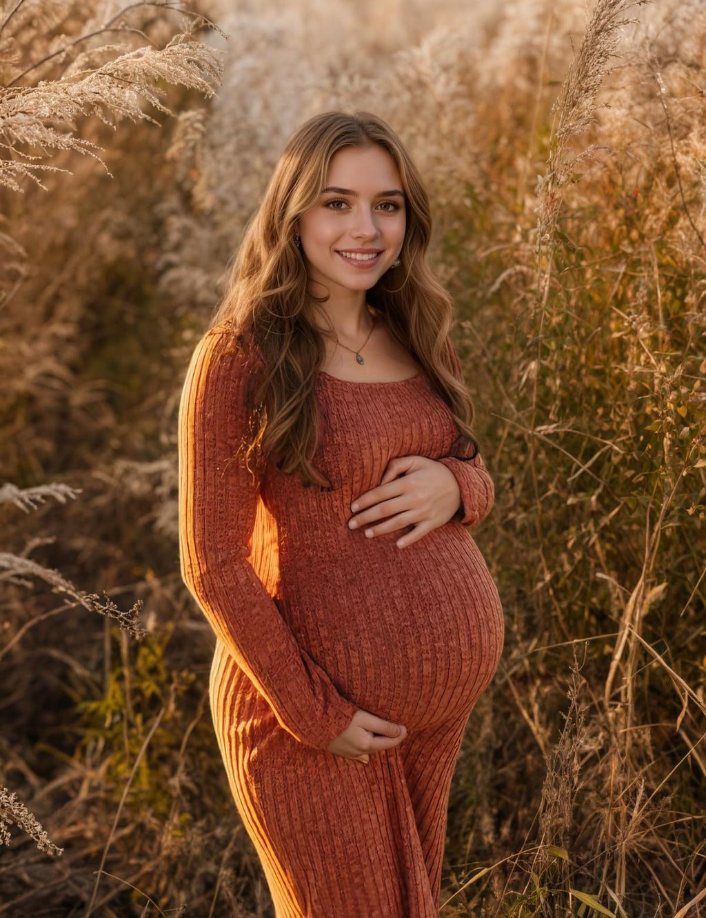 Danielle | Womens Maternity Ribbed Knit Long Sleeve Sweater Dress