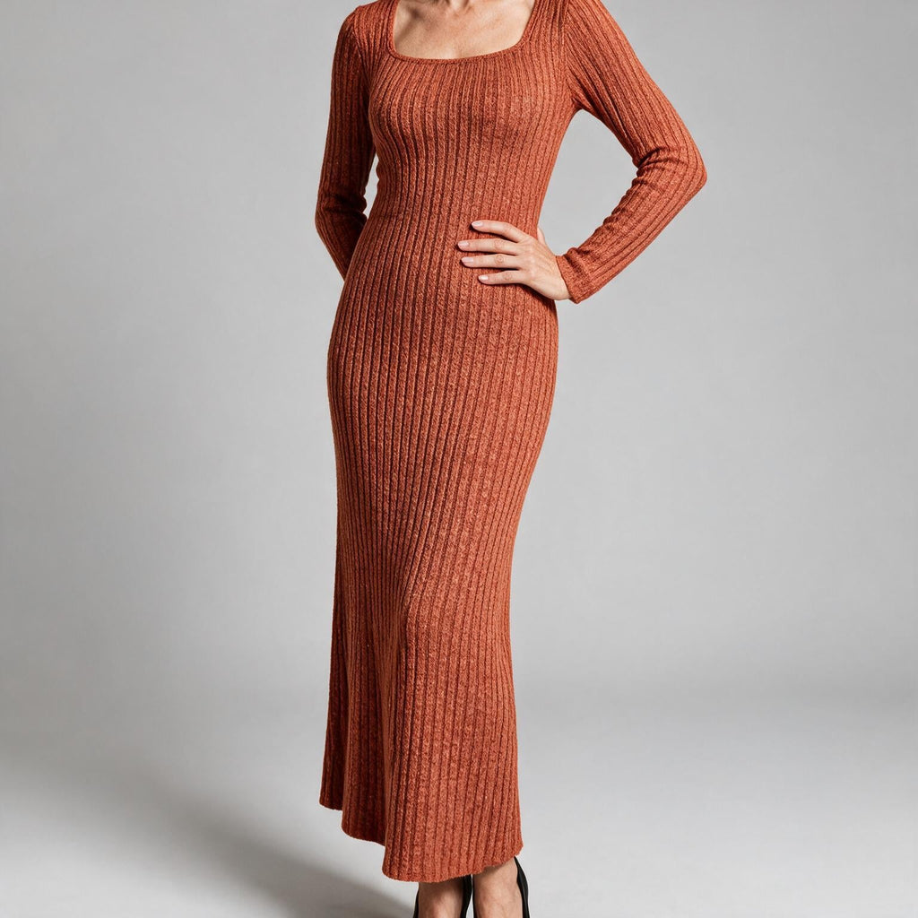Danielle | Womens Maternity Ribbed Knit Long Sleeve Sweater Dress