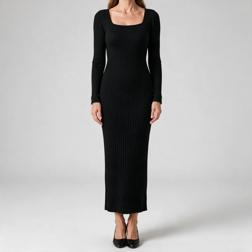 Danielle | Womens Maternity Ribbed Knit Long Sleeve Sweater Dress