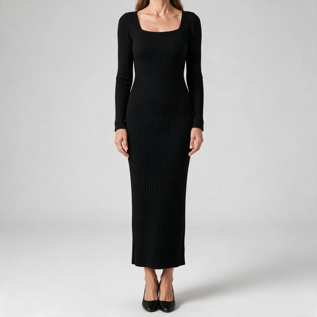 Danielle | Womens Maternity Ribbed Knit Long Sleeve Sweater Dress