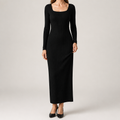 Danielle | Womens Maternity Ribbed Knit Long Sleeve Sweater Dress, Black