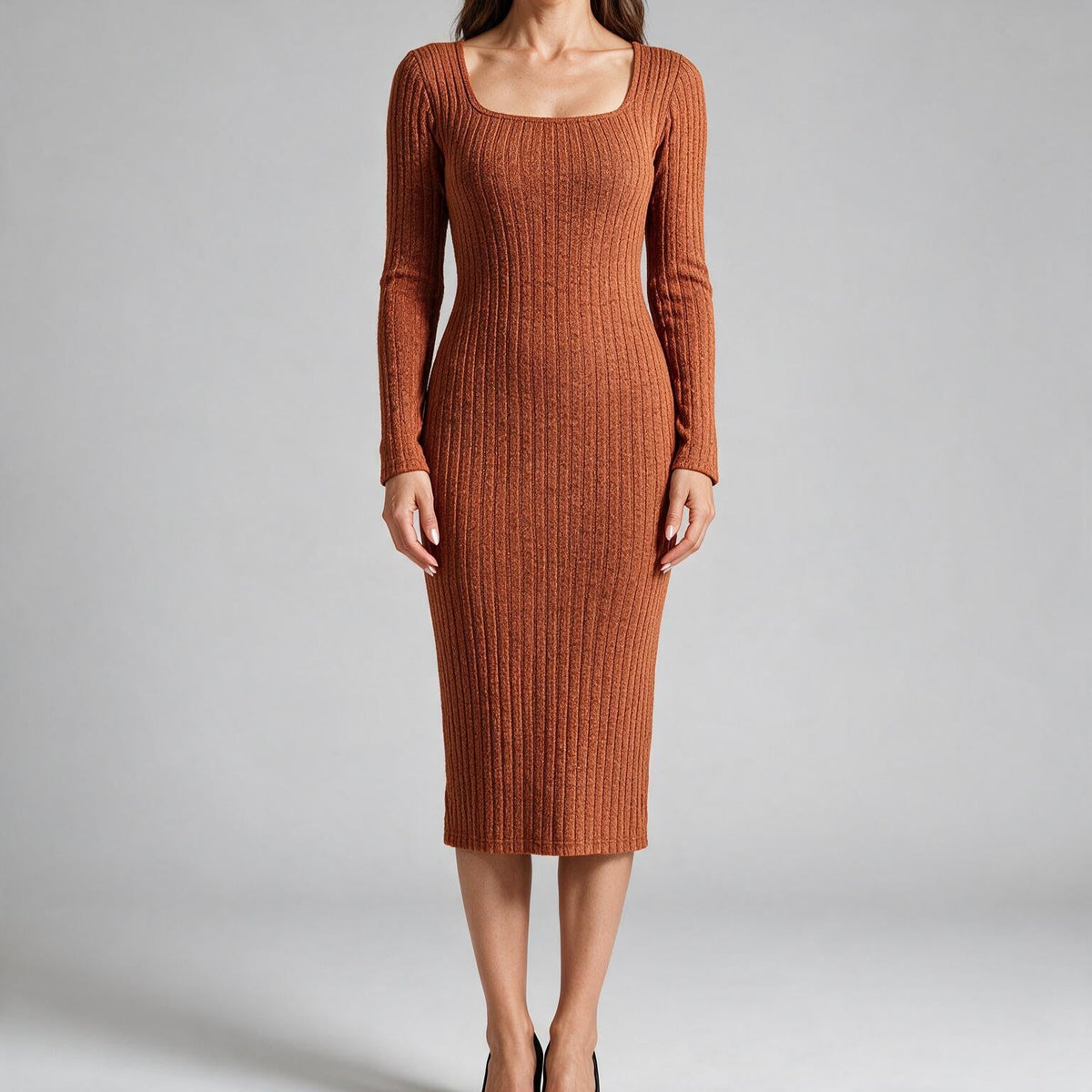 Danielle | Womens Maternity Ribbed Knit Long Sleeve Sweater Dress