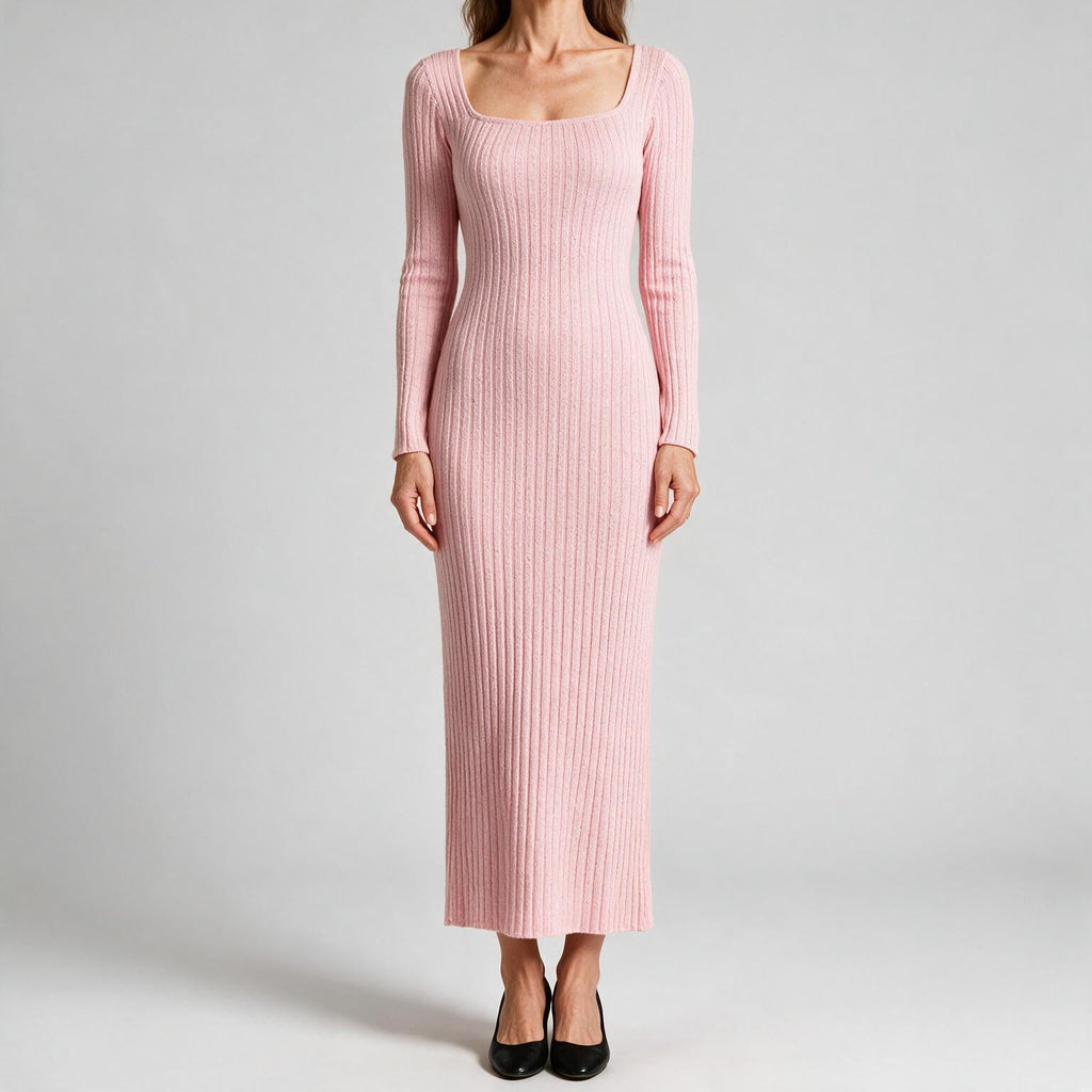 Danielle | Womens Maternity Ribbed Knit Long Sleeve Sweater Dress