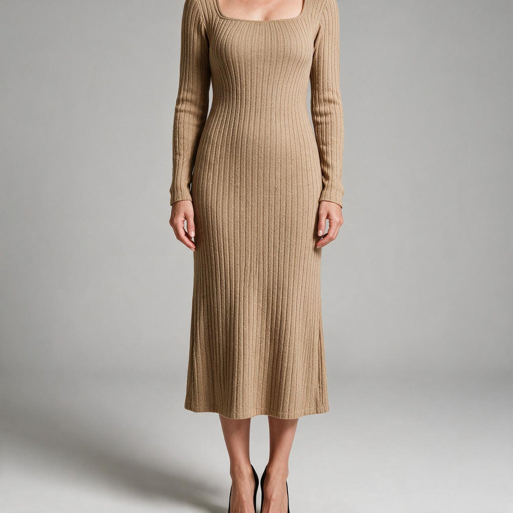 Danielle | Womens Maternity Ribbed Knit Long Sleeve Sweater Dress