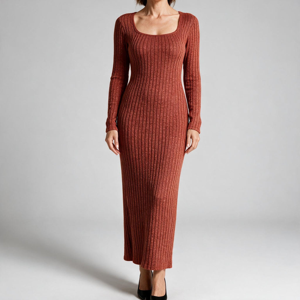 Danielle | Womens Maternity Ribbed Knit Long Sleeve Sweater Dress