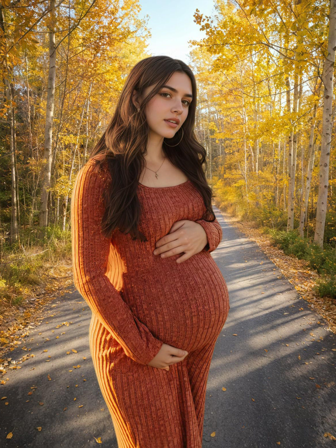 Danielle | Womens Maternity Ribbed Knit Long Sleeve Sweater Dress