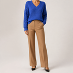 Daphne | Womens Crochet V Neck Knitted Jumper, Royal Blue