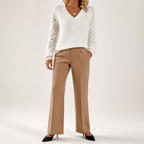 Daphne | Womens Crochet V Neck Knitted Jumper, White