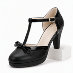 Darlene | Womens Round Toe Chunky Heel Pumps Court Shoes