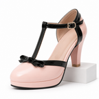 Darlene | Womens Round Toe Chunky Heel Pumps Court Shoes