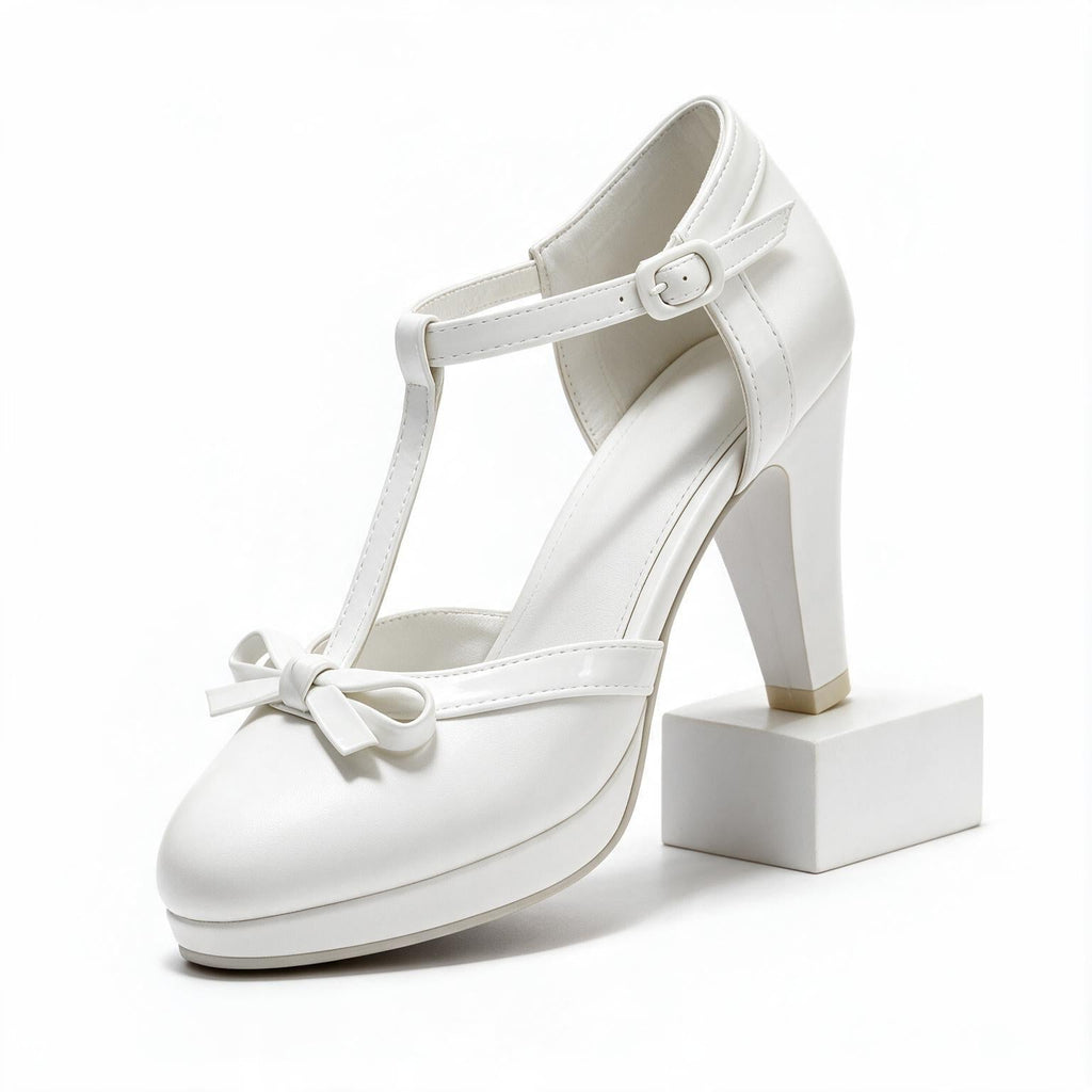 Darlene | Womens Round Toe Chunky Heel Pumps Court Shoes