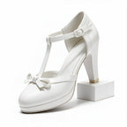 Darlene | Womens Round Toe Chunky Heel Pumps Court Shoes