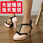Darlene | Womens Round Toe Chunky Heel Pumps Court Shoes