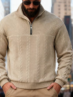 Dashiell | Mens Retro Casual Knitted Pullover Zip Shirt - 2