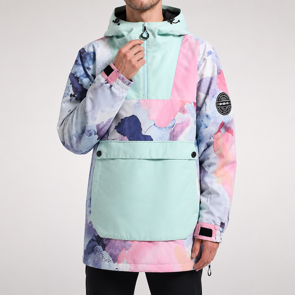 David | Mens Waterproof Windproof Snowboard Winter Ski Jacket, Pink Green